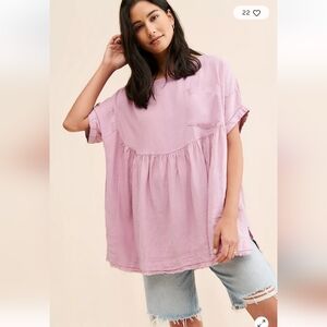 We The Free Moon City Top Linen Blend Size Large